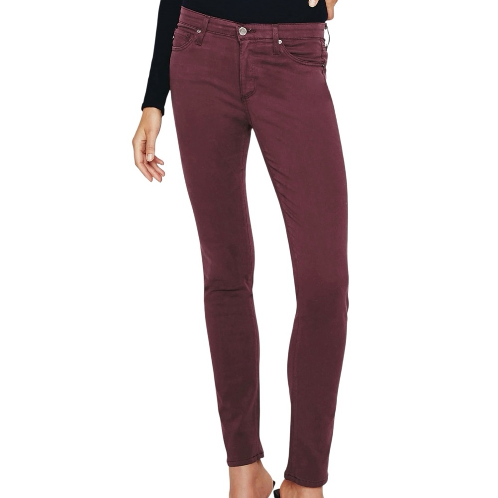 Ag Adriano Goldschmied Prima Maroon Skinny Jeans Stretch Denim